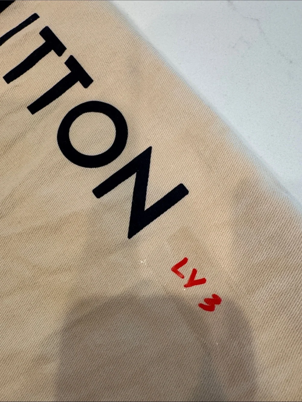 Louis Vuitton Cream Dust Bag with Blue Drawstring